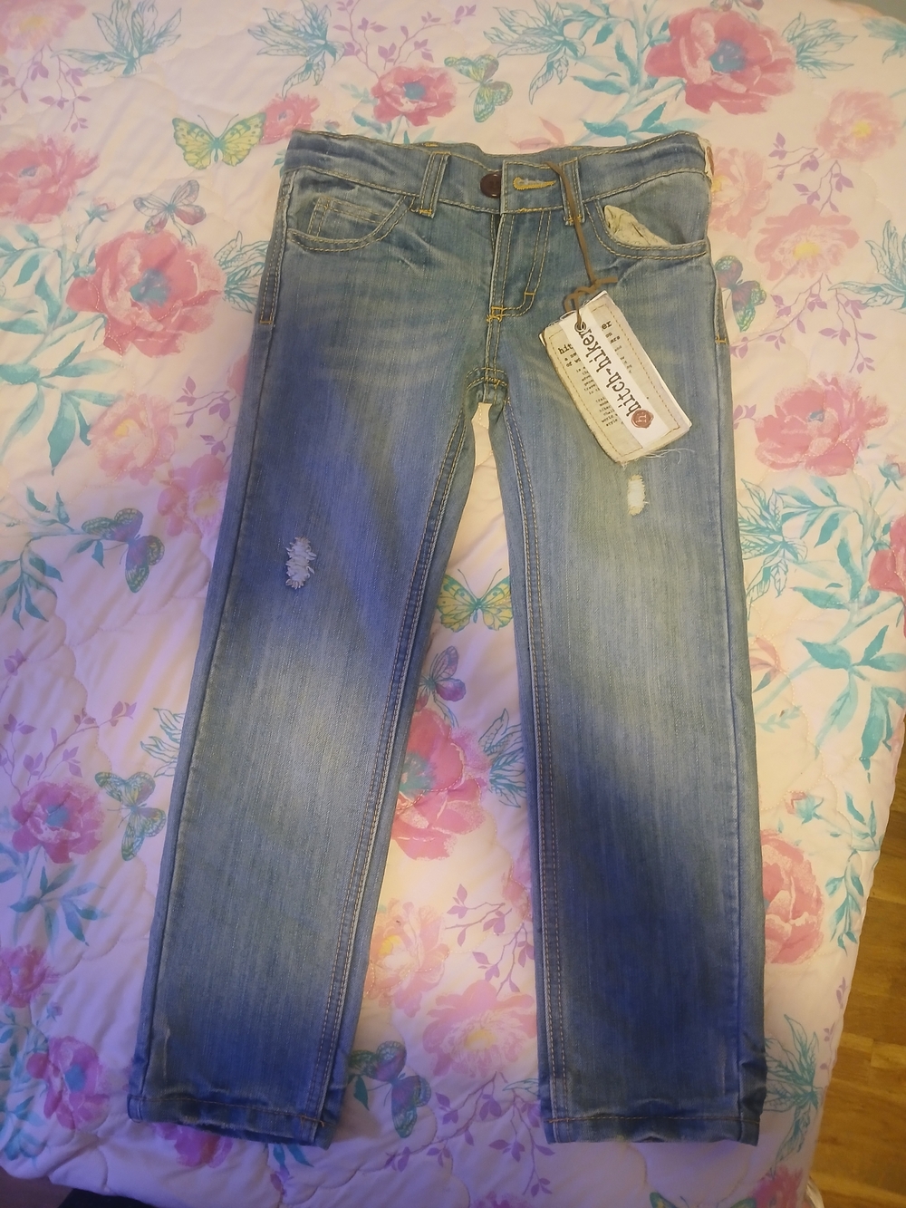 MonnaLisa Light Blue Distressed Kids Skinny Jeans